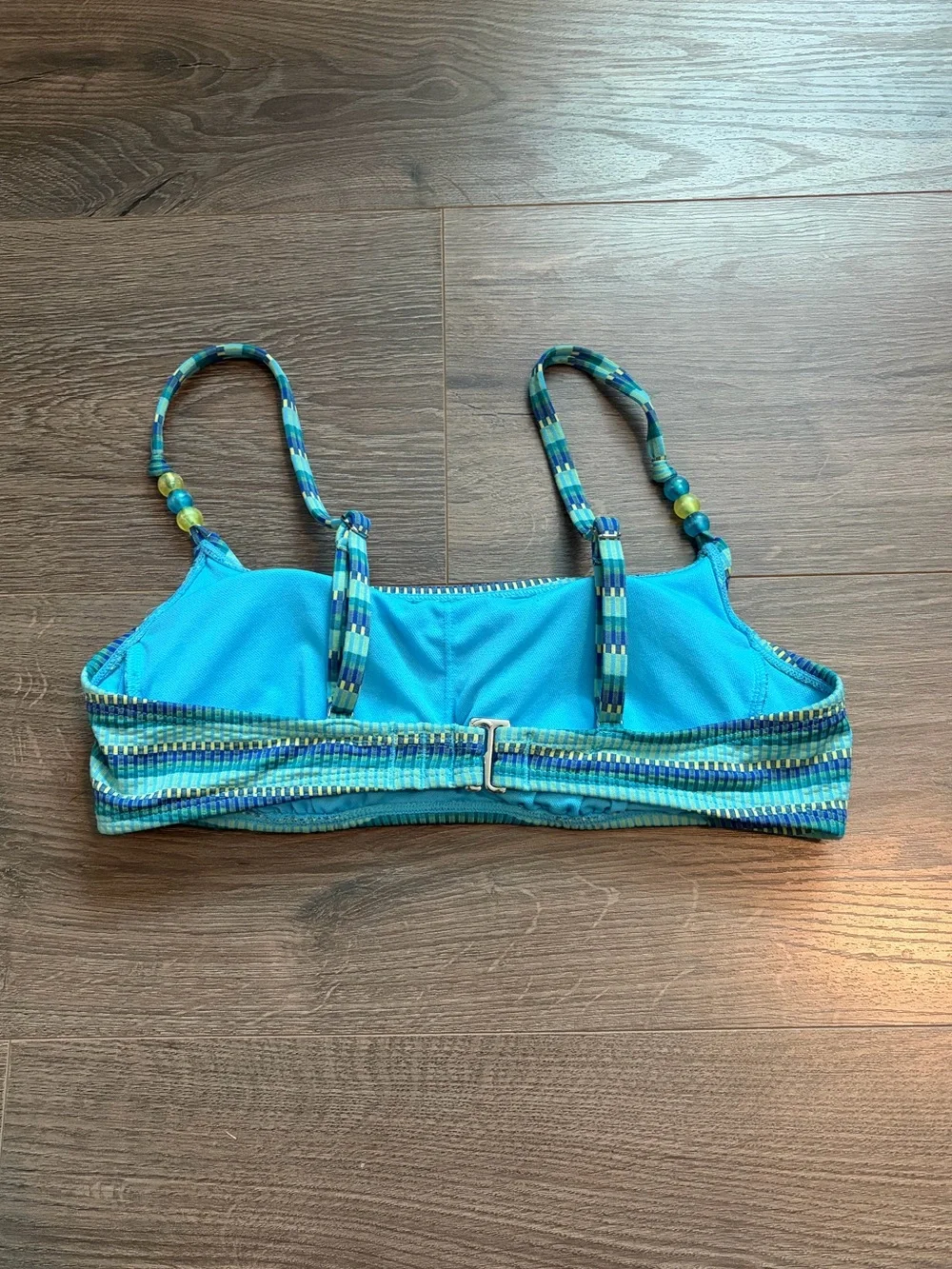 Wild Fable Blue Striped Bikini Set Beaded Straps Size Small